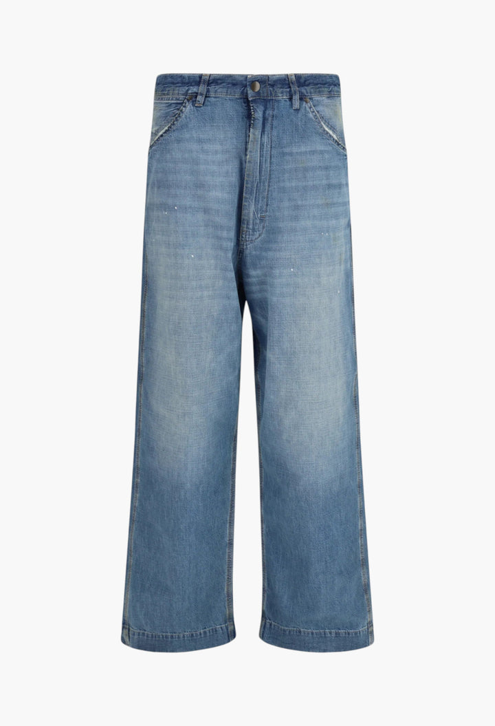 Patchwork-Detail Wide Leg Jeans - GLAM MODA