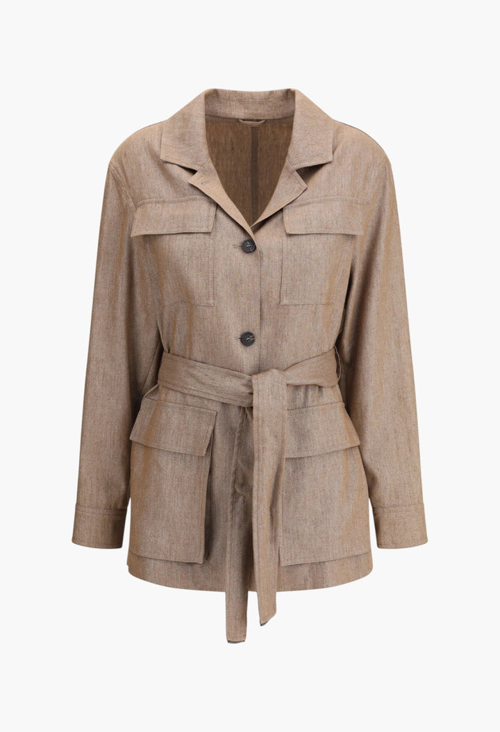 Safari Jacket In Sparkling Twill - GLAM MODA