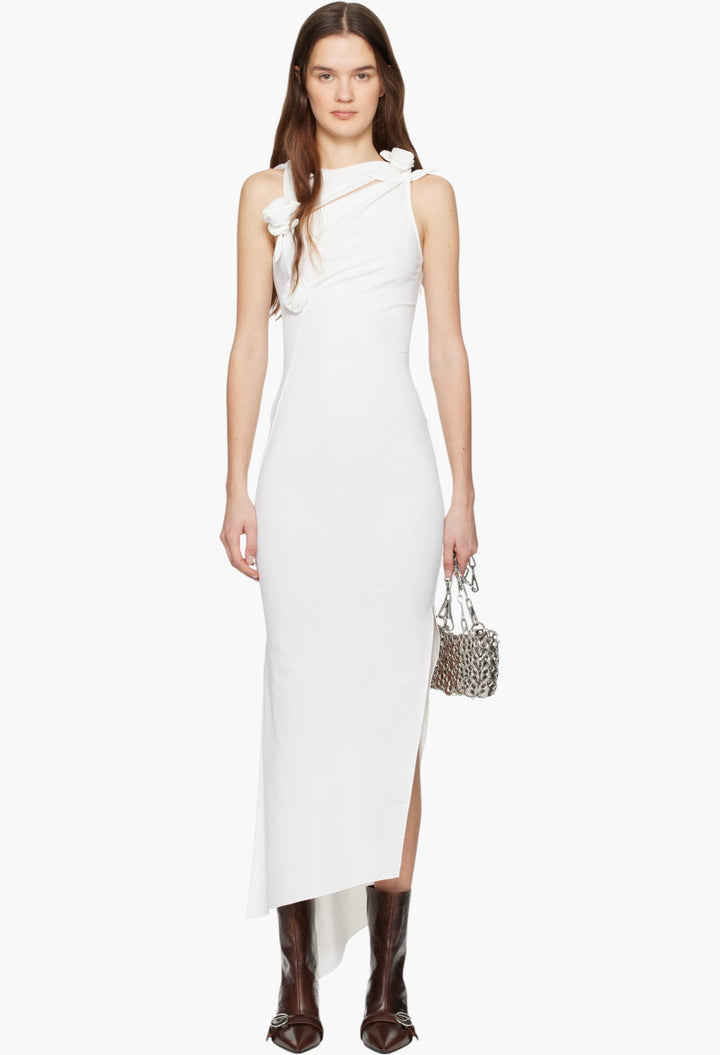 White Flower Maxi Dress - GLAM MODA
