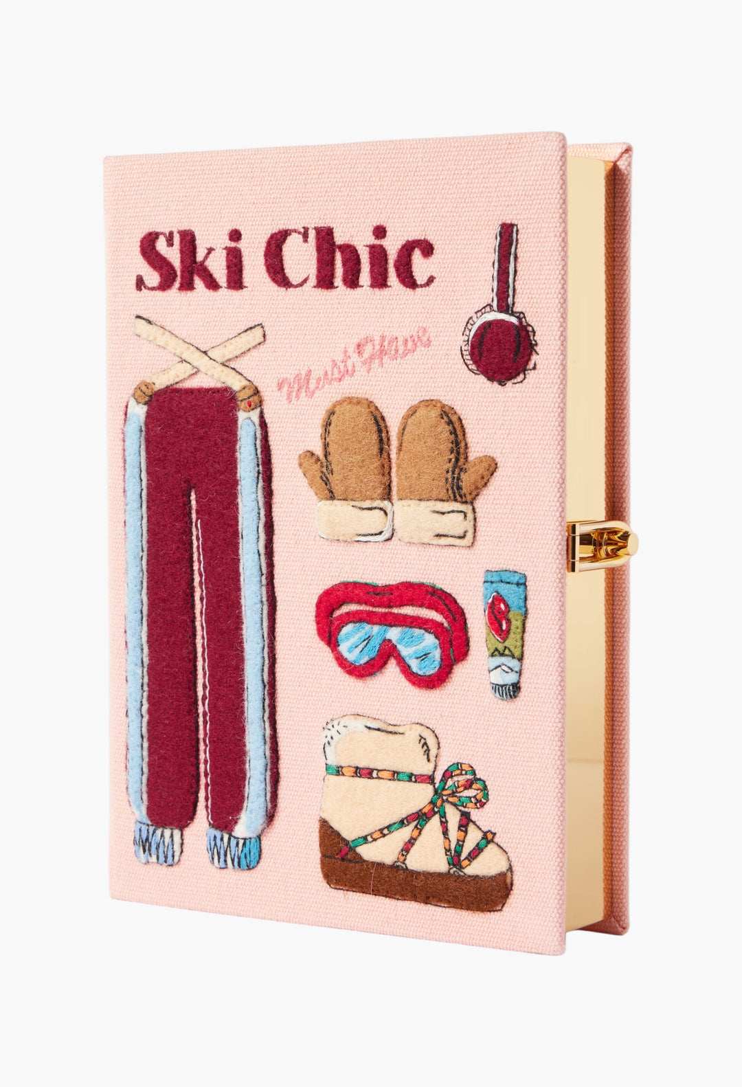 Ski Chic Embroidered Appliquéd Canvas Clutch - GLAM MODA