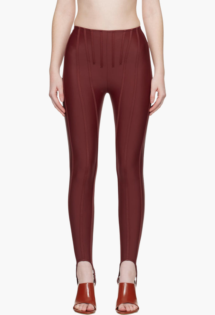 Exclusive Burgundy Corseted Leggings - GLAM MODA