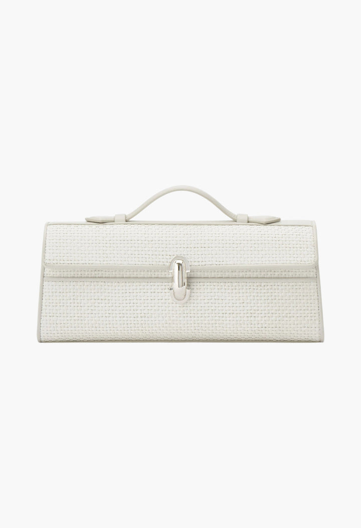 Slim Symmetry Pochette in Woven Raffia - GLAM MODA