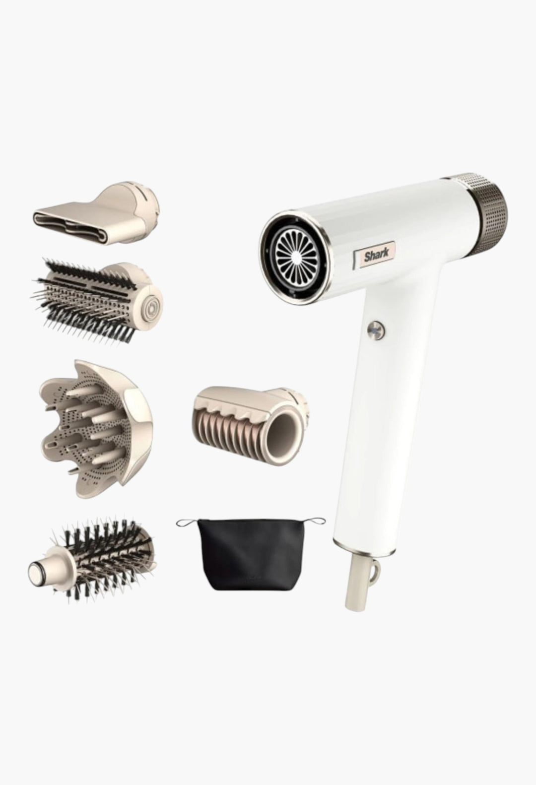 Shark SpeedStyle RapidGloss Finisher, High-Velocity Hair Dryer and 5 Styling Attachments, White, HD352ME - GLAM MODA