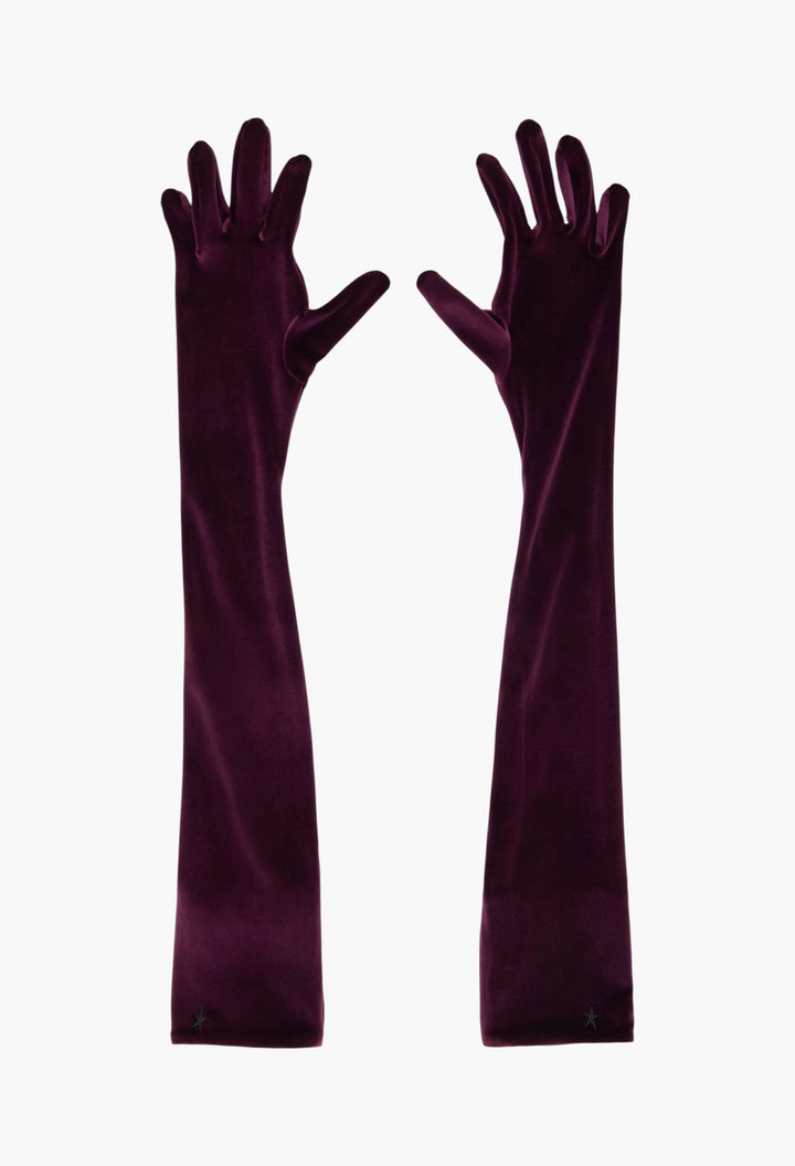 Burgundy Velour Gloves - GLAM MODA