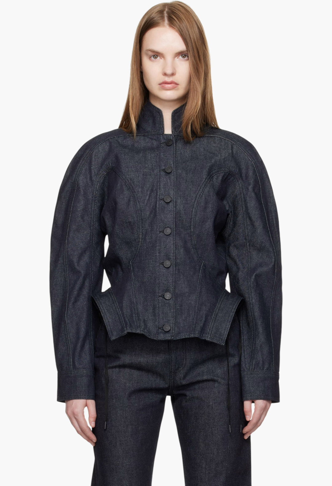 Indigo Sculptural Denim Jacket - GLAM MODA
