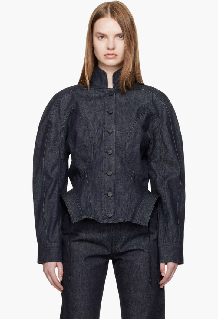 Indigo Sculptural Denim Jacket - GLAM MODA