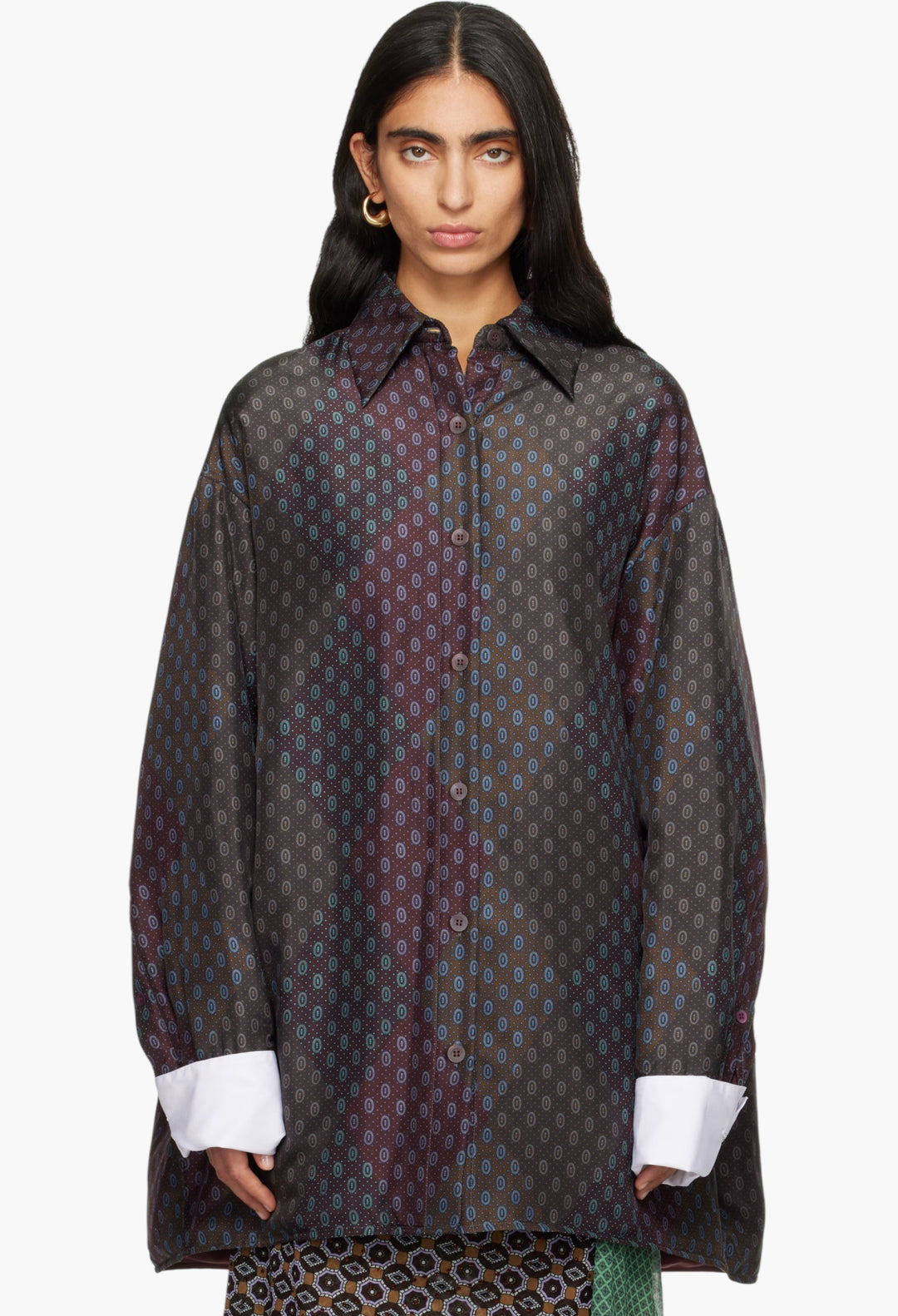 Burgundy Printed Jacket - GLAM MODA