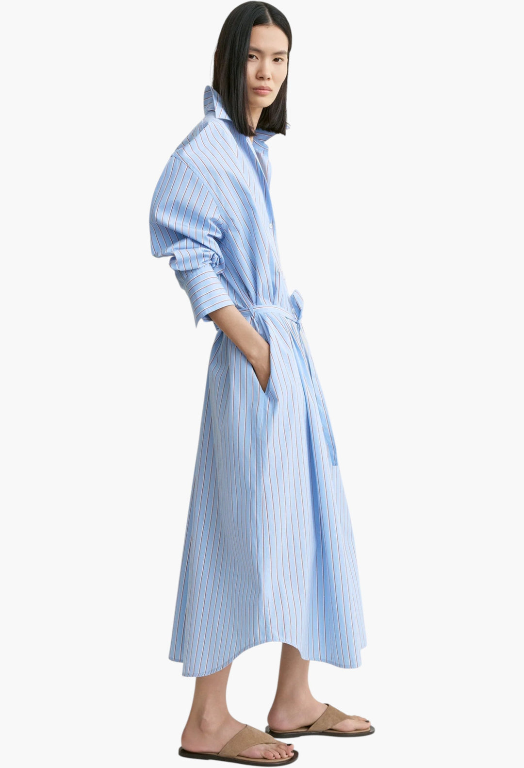 Striped Shirtdress Pale Blue/Red