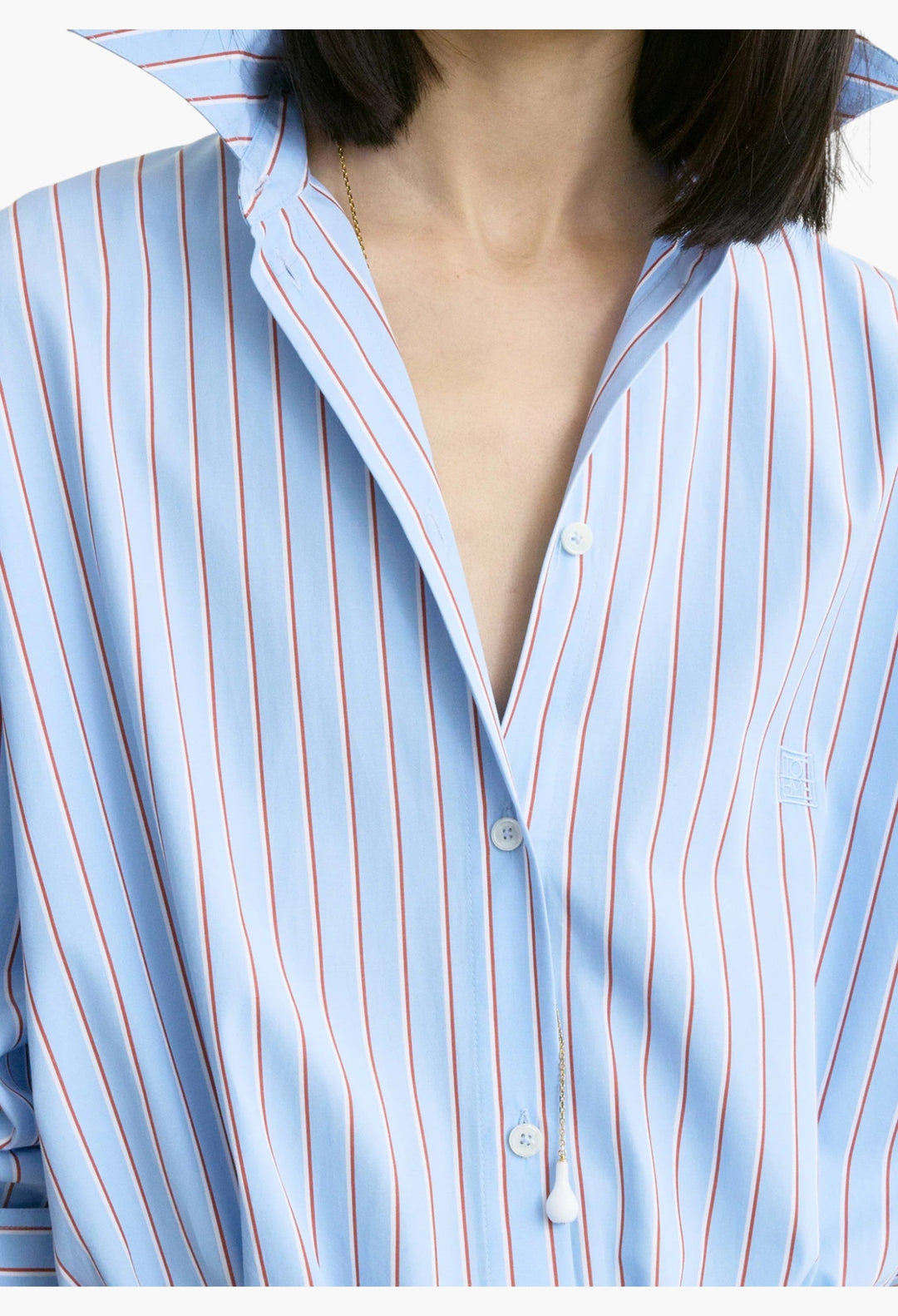 Striped Shirtdress Pale Blue/Red