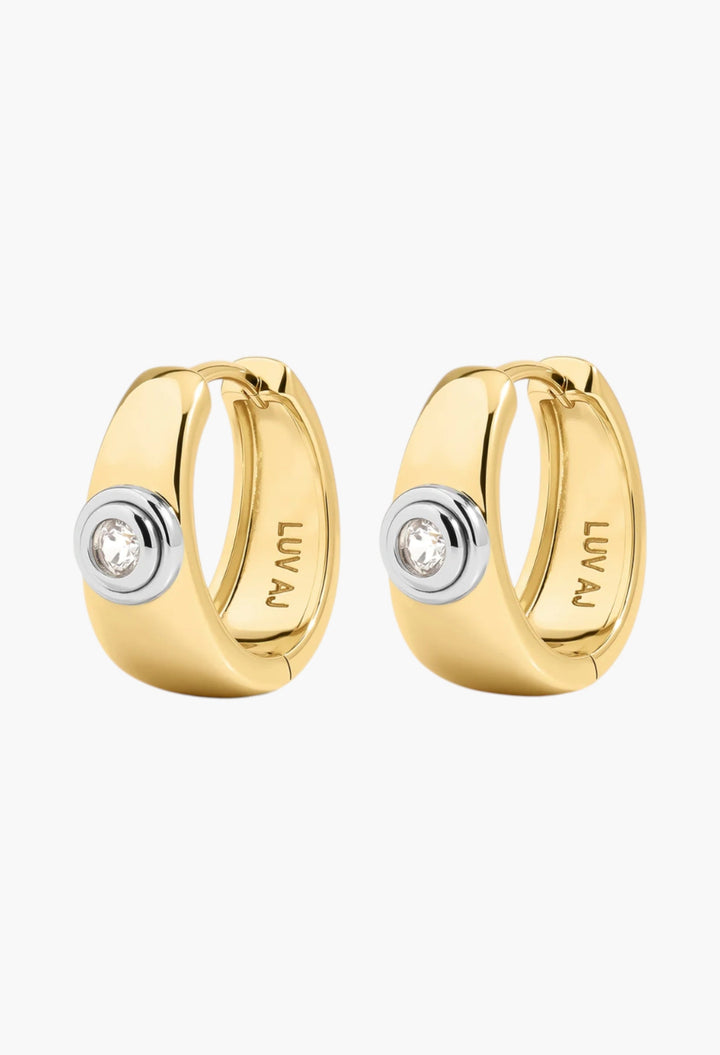 The Luna Bezel Hoops - Gold - GLAM MODA