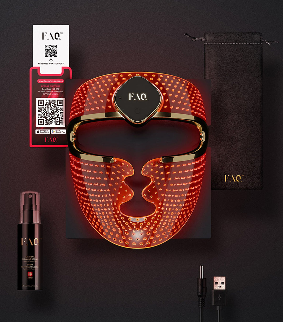FAQ™ 202 無線矽膠 7 LED 光譜 + 近紅外線抗衰老面膜護理