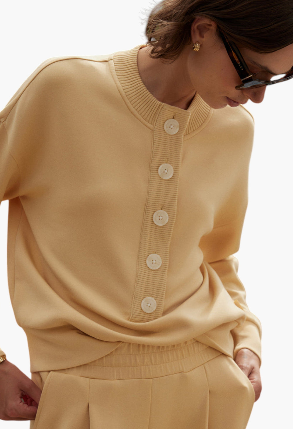 Reena Button Front Sweat - GLAM MODA