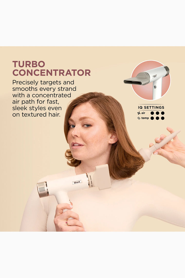Shark SpeedStyle RapidGloss Finisher, High-Velocity Hair Dryer and 5 Styling Attachments, White, HD352ME - GLAM MODA