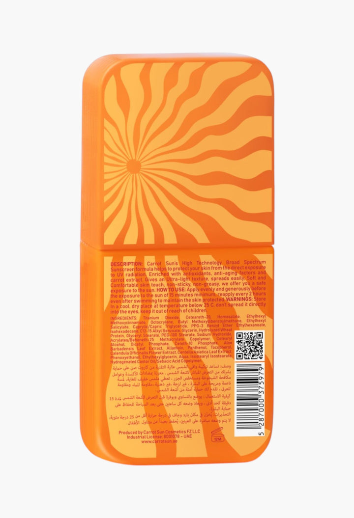 Sunscreen Carrot Sun – Face Cream Sunscreen SPF 50+ Very High Protection and Water resistant - GLAM MODA