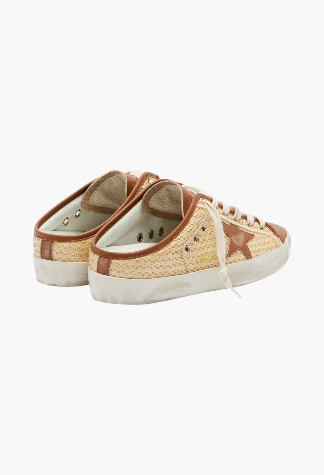 Super-Star Raffia And Leather Mules - GLAM MODA