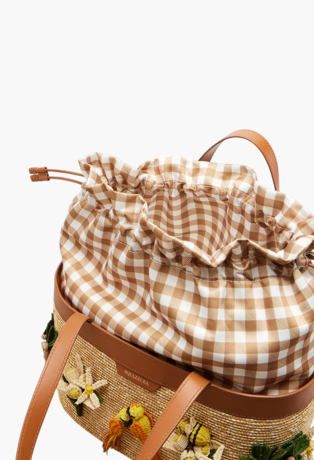 Birdsong Appliqué Raffia Tote Bag