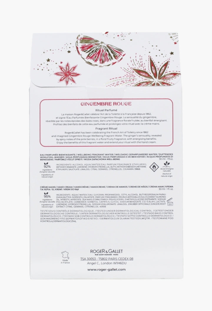 Gingembre Rouge Mini Gift Set Vibrant Aroma With Pink Berry, Ginger, Benzoin 30ml Fragrant Water & Hand Cream