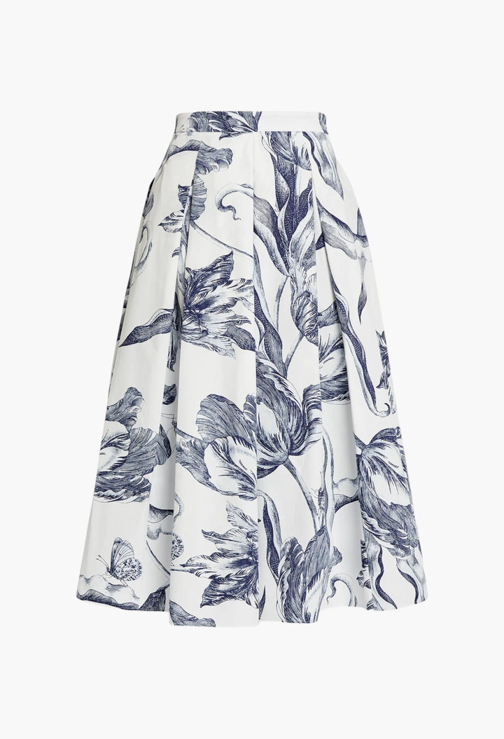 Floral Print Pleated Midi Skirt - GLAM MODA