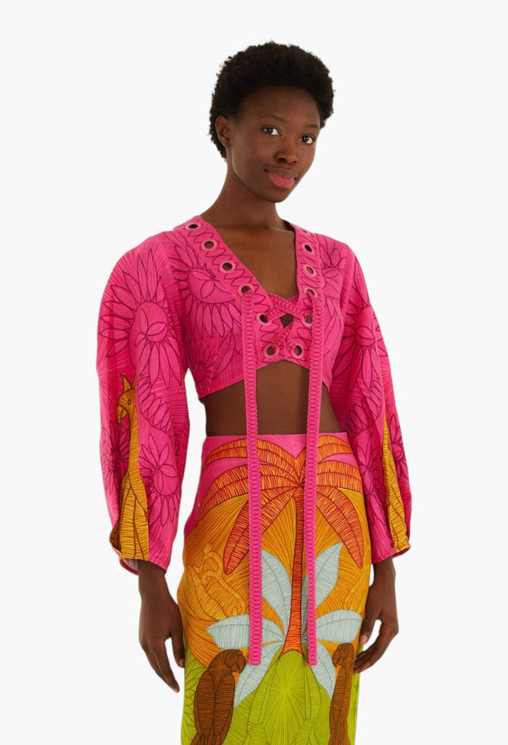 Multicolor Usiacuri Eyelet Blouse - GLAM MODA