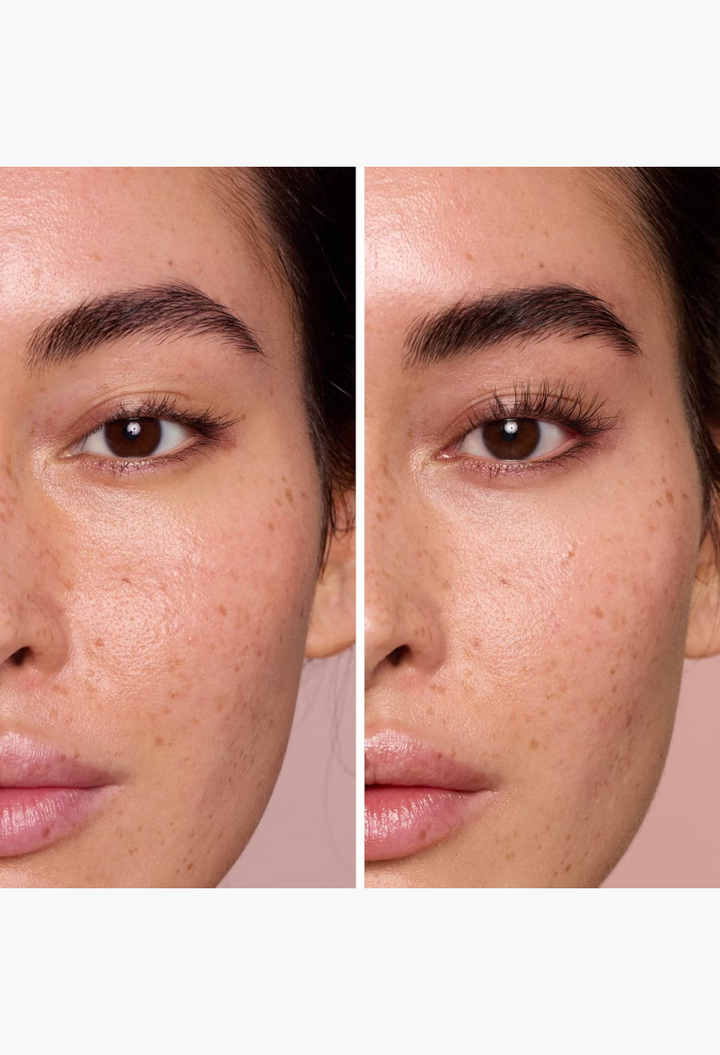 GLAM MODA RapidBrow eyebrow enhancing serum before and after results showing fuller and thicker brows on a woman