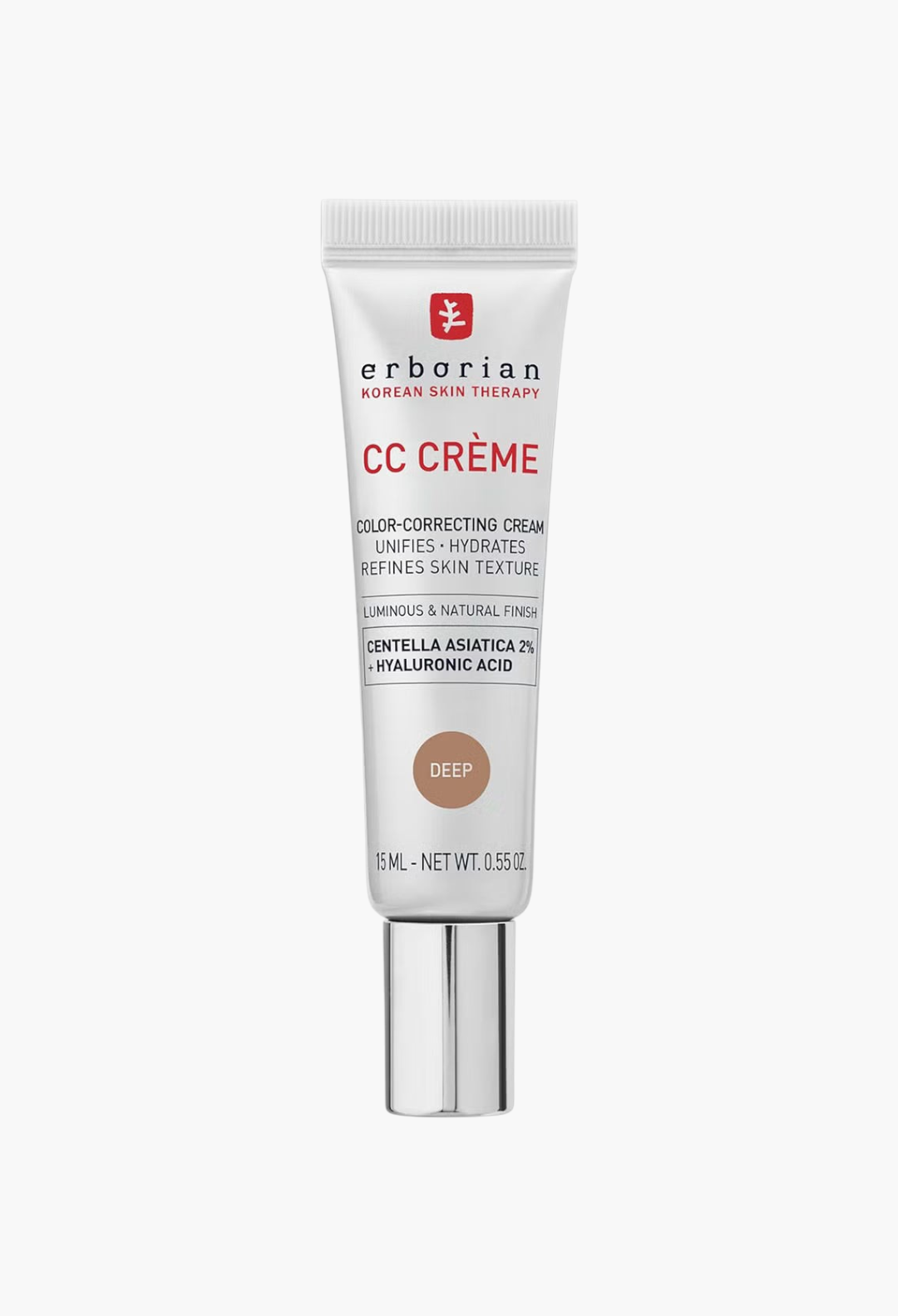 GLAM MODA Erborian CC Cream travel size tube in shade Deep with Centella Asiatica and hyaluronic acid for skin tone