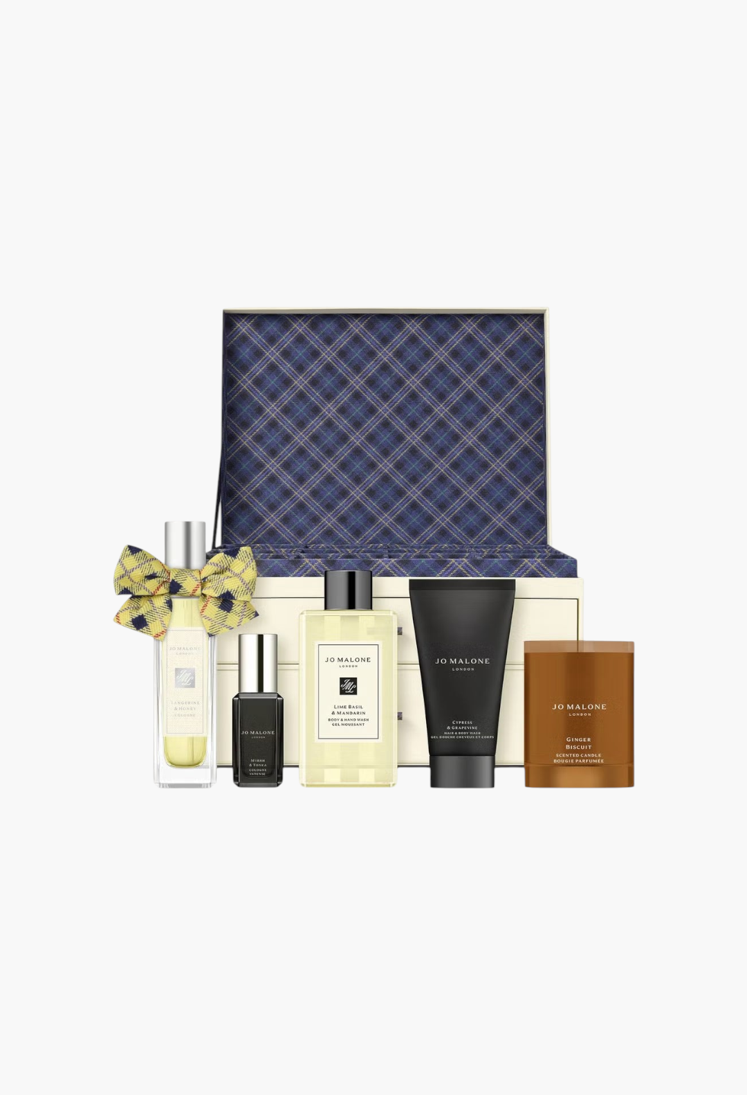 GLAM MODA Jo Malone London luxury advent calendar with fragrance bottles, body wash, and scented candle in a gift box.