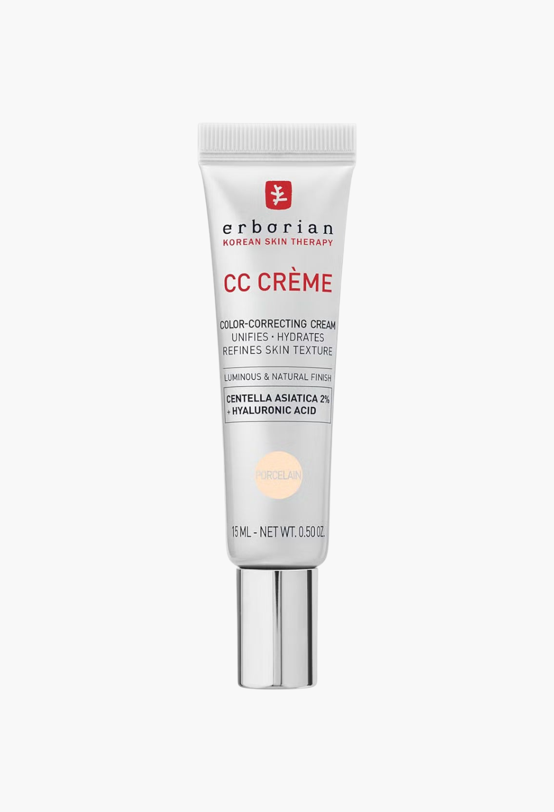 GLAM MODA Erborian CC Cream in Porcelain shade, a travel-sized color-correcting face cream with Centella Asiatica.