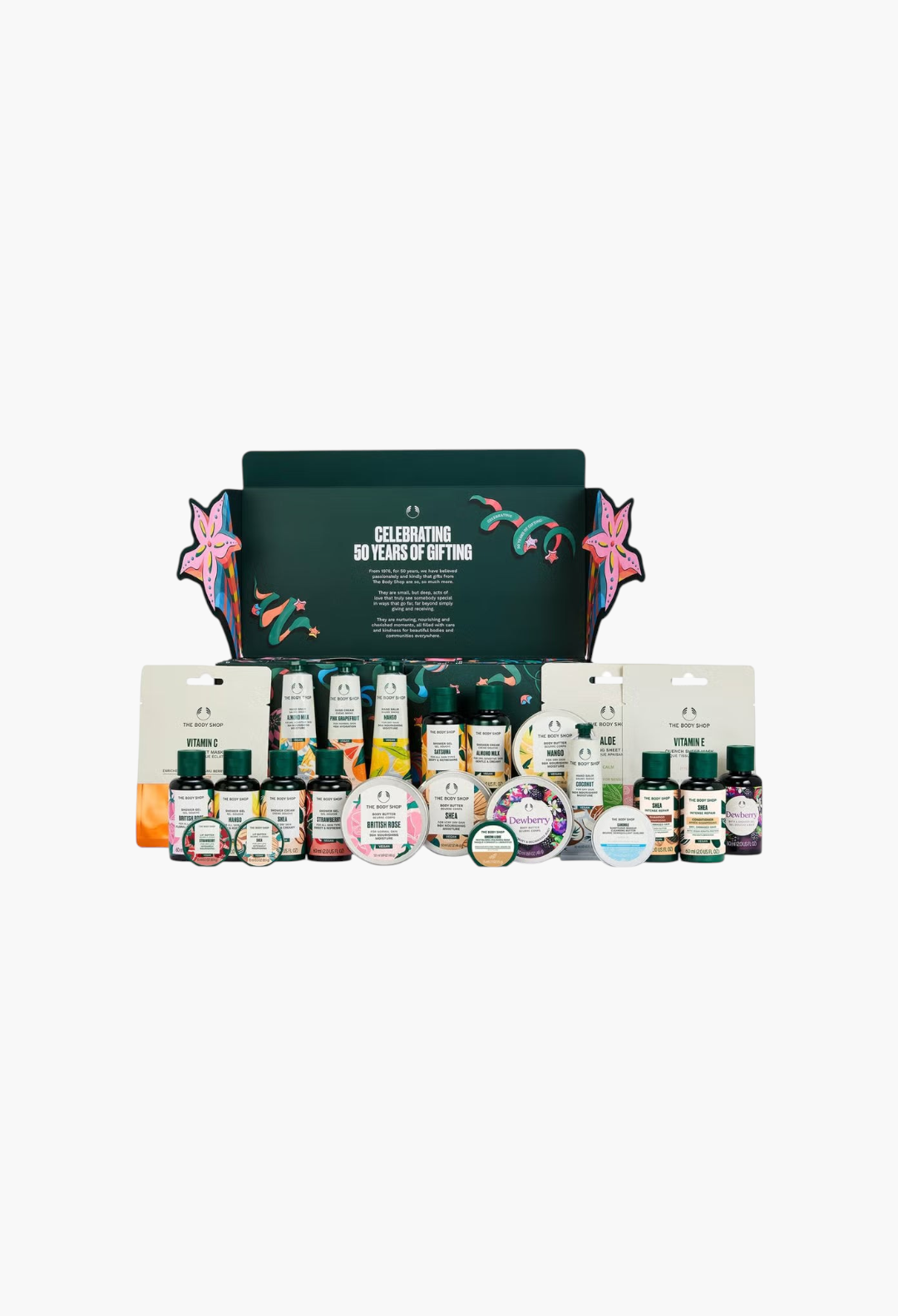 GLAM MODA The Body Shop Core Advent Calendar featuring a festive collection of skincare, body care, and hair products.
