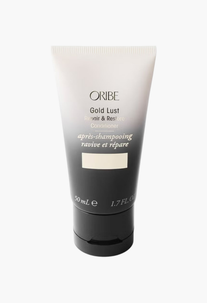 GLAM MODA Oribe Gold Lust Repair and Restore Conditioner travel size tube for revitalizing dry and damaged hair