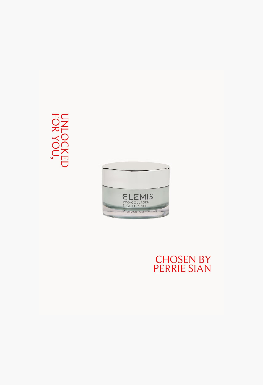 GLAM MODA Elemis Pro-Collagen Night Cream in a glass jar with a silver lid, skincare product for overnight hydration.