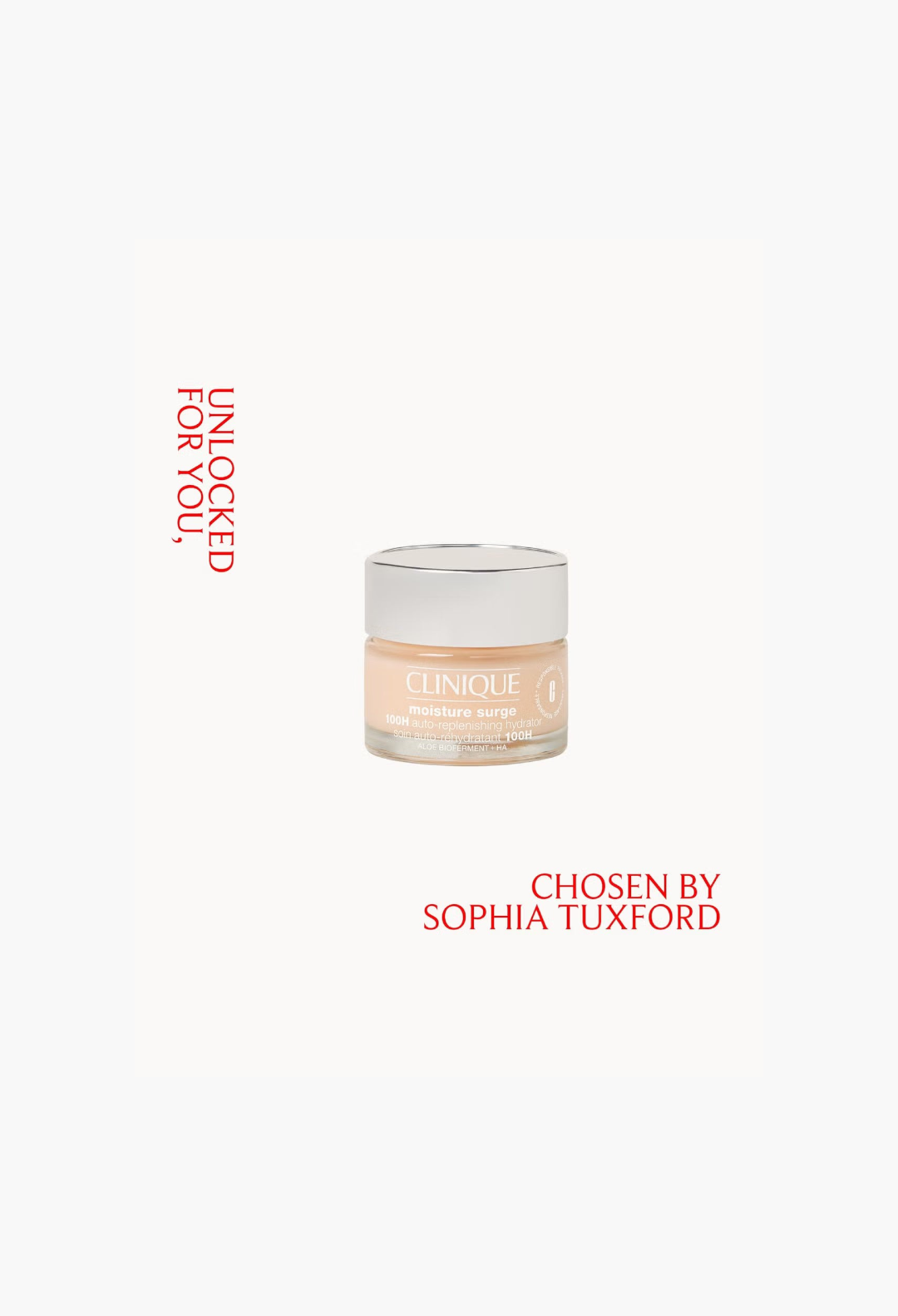 GLAM MODA Clinique Moisture Surge 100H Auto-Replenishing Hydrator cream in a glass jar for deep skin hydration