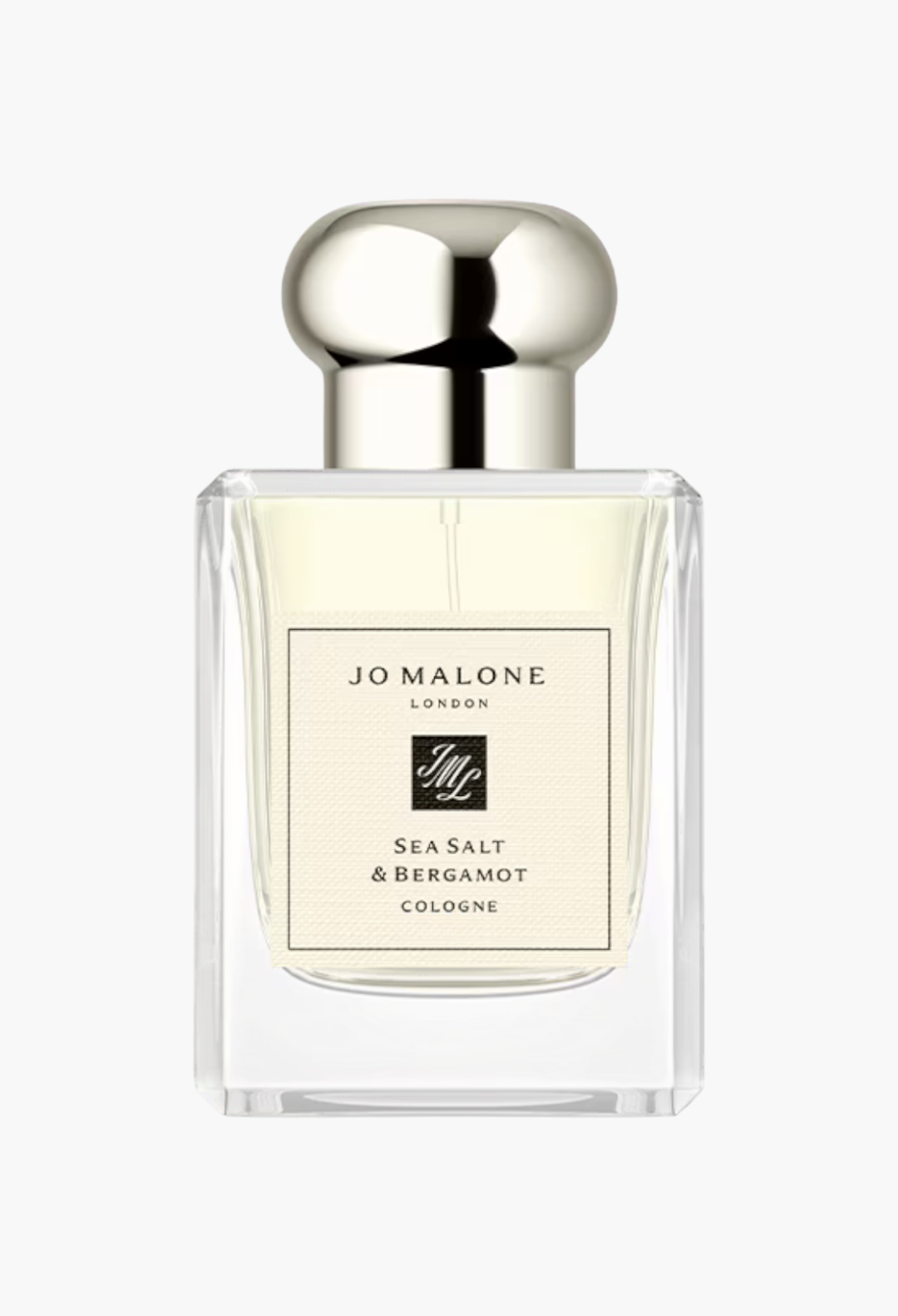 GLAM MODA Sea Salt & Bergamot cologne in a classic clear glass bottle with a silver cap against a white background.
