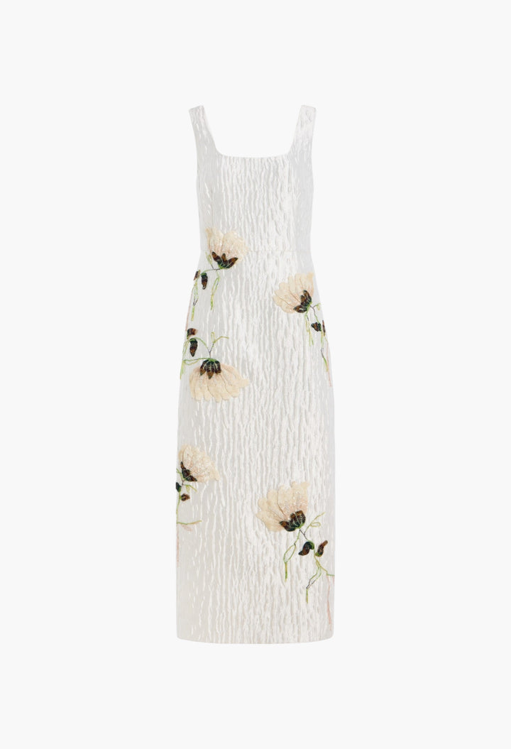 Lilibeth Floral Jacquard Midi Dress - GLAM MODA