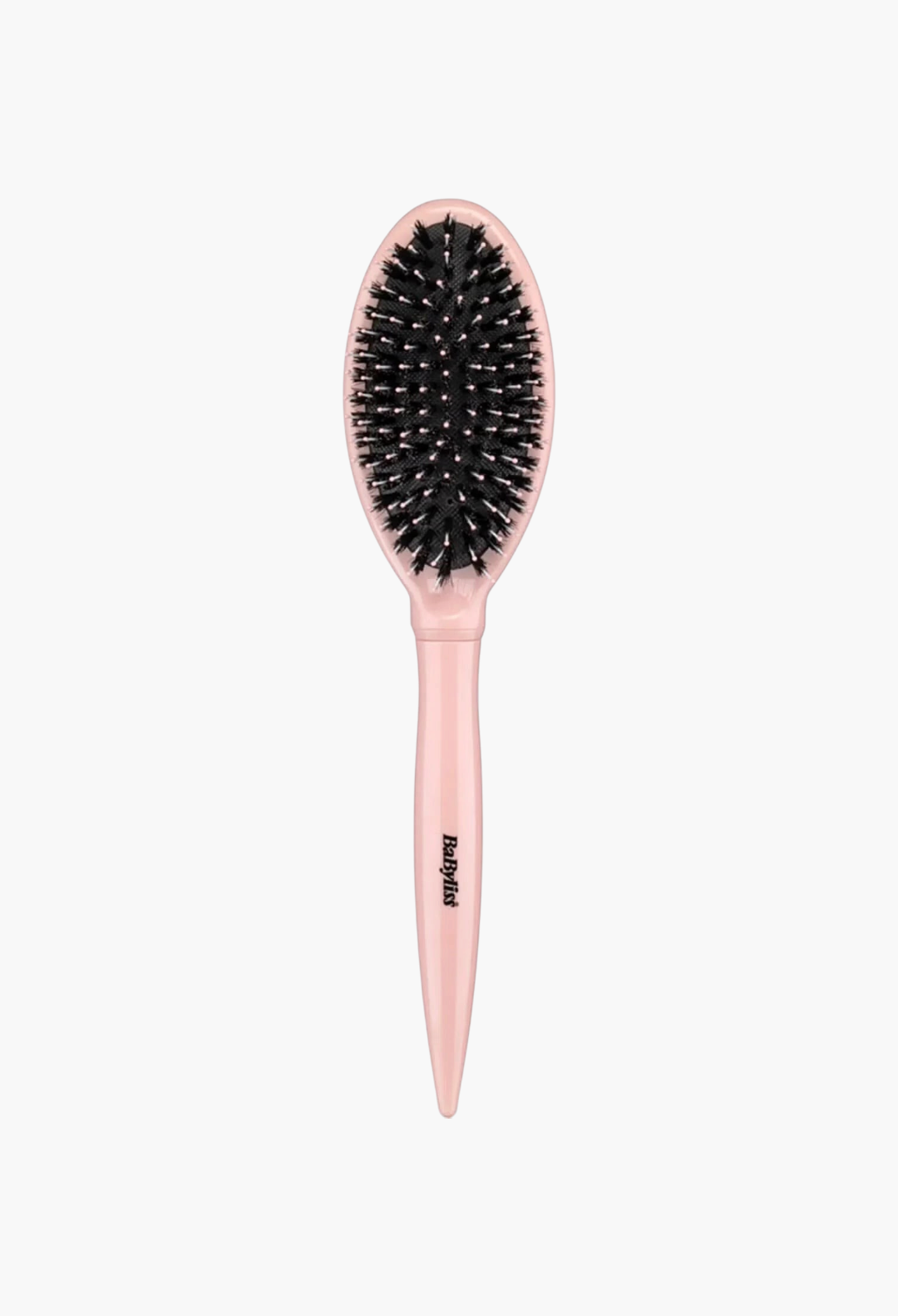 GLAM MODA BaByliss rose blush smoothing brush with black bristles and a pointed sectioning handle for styling hair.