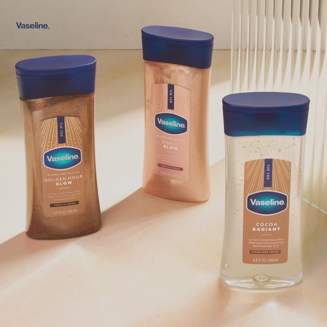 Vaseline Glazed & Glisten Vanilla Cocoa Shimmering Gel Body Oil - Sunlit Glow - 6.8 fl oz
