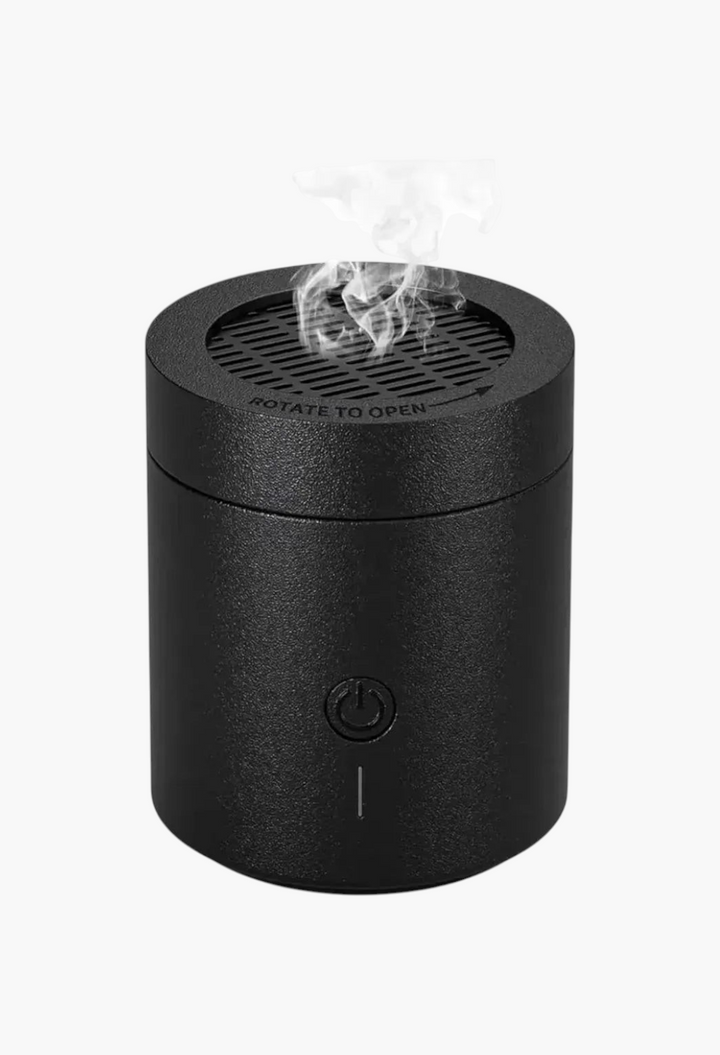 GLAM MODA black electronic bukhour burner with self-igniting heating element and LED indicator for incense