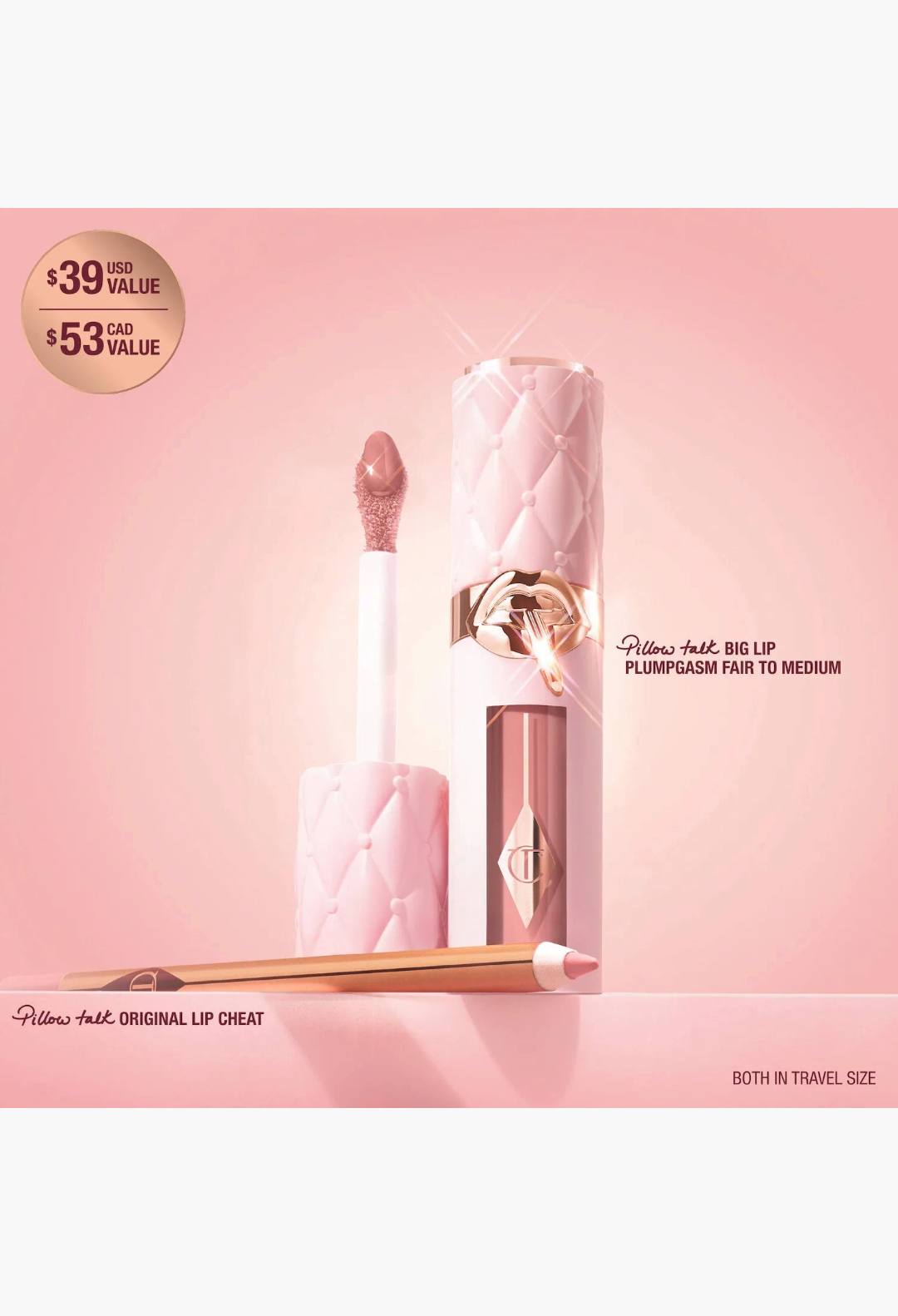 Charlotte Tilbury Mini Pillow Talk Plumpgasm Lip Liner and Lip Gloss Set