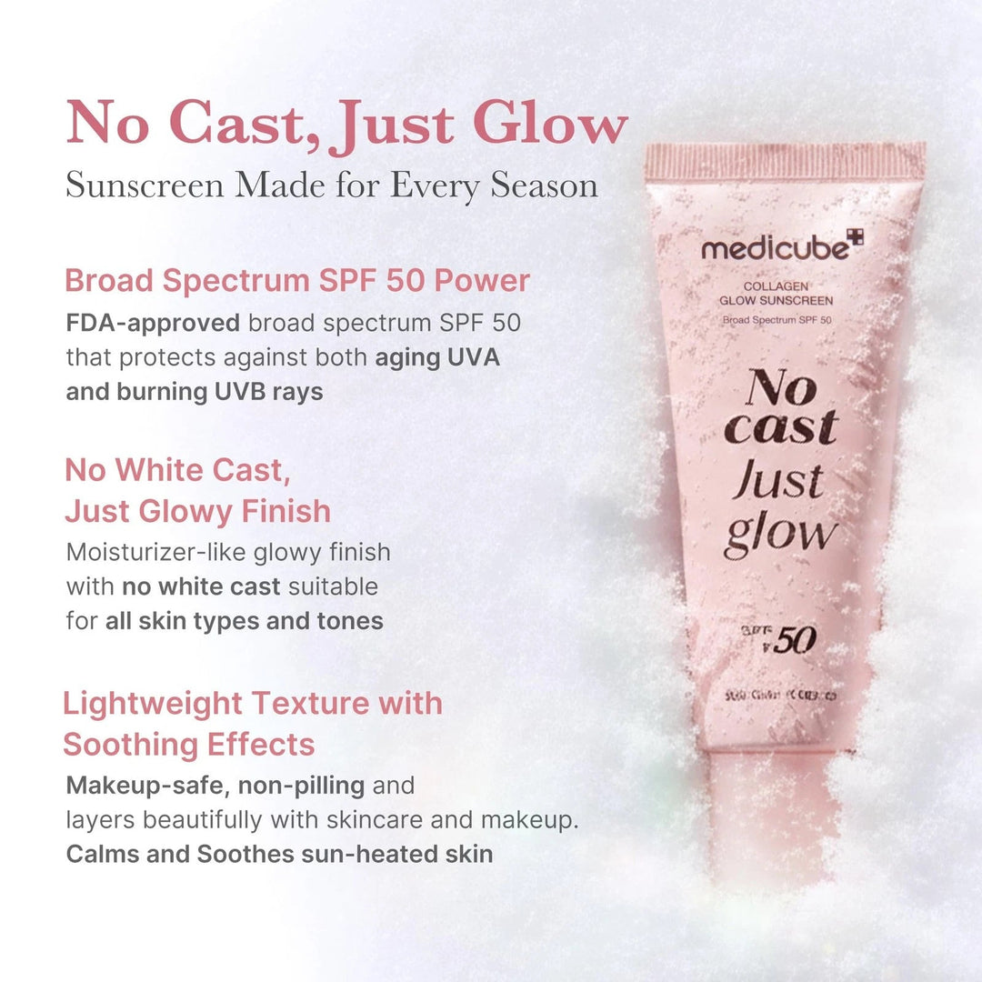 Medicube No Cast Just Glow Collagen Sunscreen SPF 50 Broad Spectrum Face - GLAM MODA