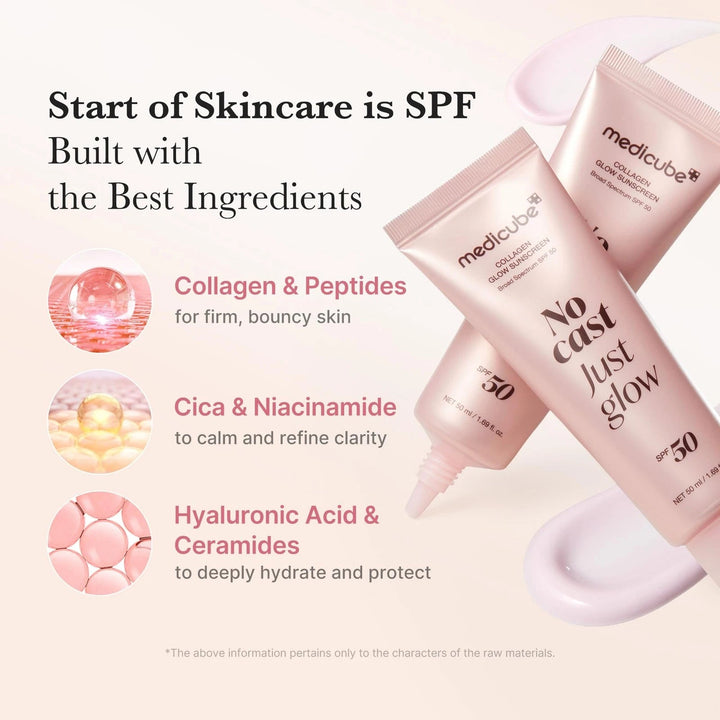 Medicube No Cast Just Glow Collagen Sunscreen SPF 50 Broad Spectrum Face - GLAM MODA