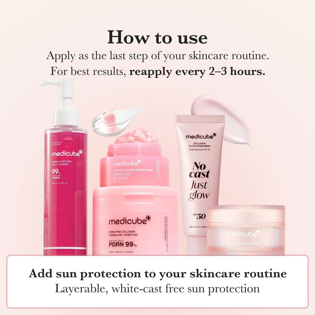 Medicube No Cast Just Glow Collagen Sunscreen SPF 50 Broad Spectrum Face - GLAM MODA