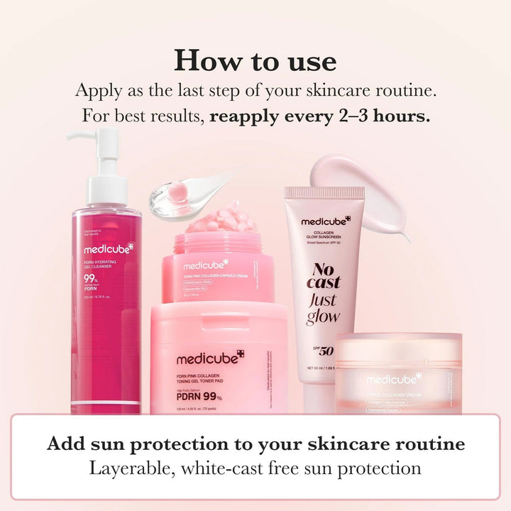 Medicube No Cast Just Glow Collagen Sunscreen SPF 50 Broad Spectrum Face - GLAM MODA
