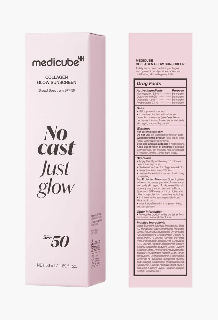 Medicube No Cast Just Glow Collagen Sunscreen SPF 50 Broad Spectrum Face - GLAM MODA
