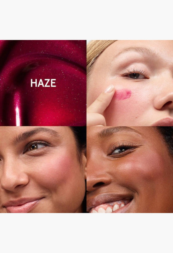 GLAM MODA Cloud Paint gel-cream blush applied to cheeks for a natural, dewy, and buildable sunset-inspired flush.