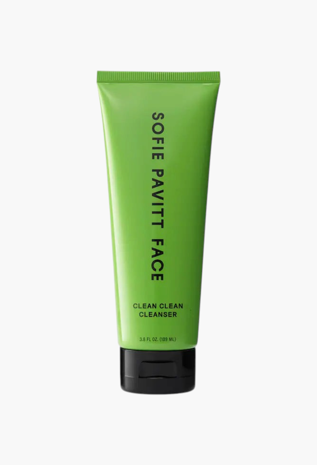 GLAM MODA Sofie Pavitt Face Clean Clean Gentle Gel Foaming Cleanser in a bright green squeeze tube.