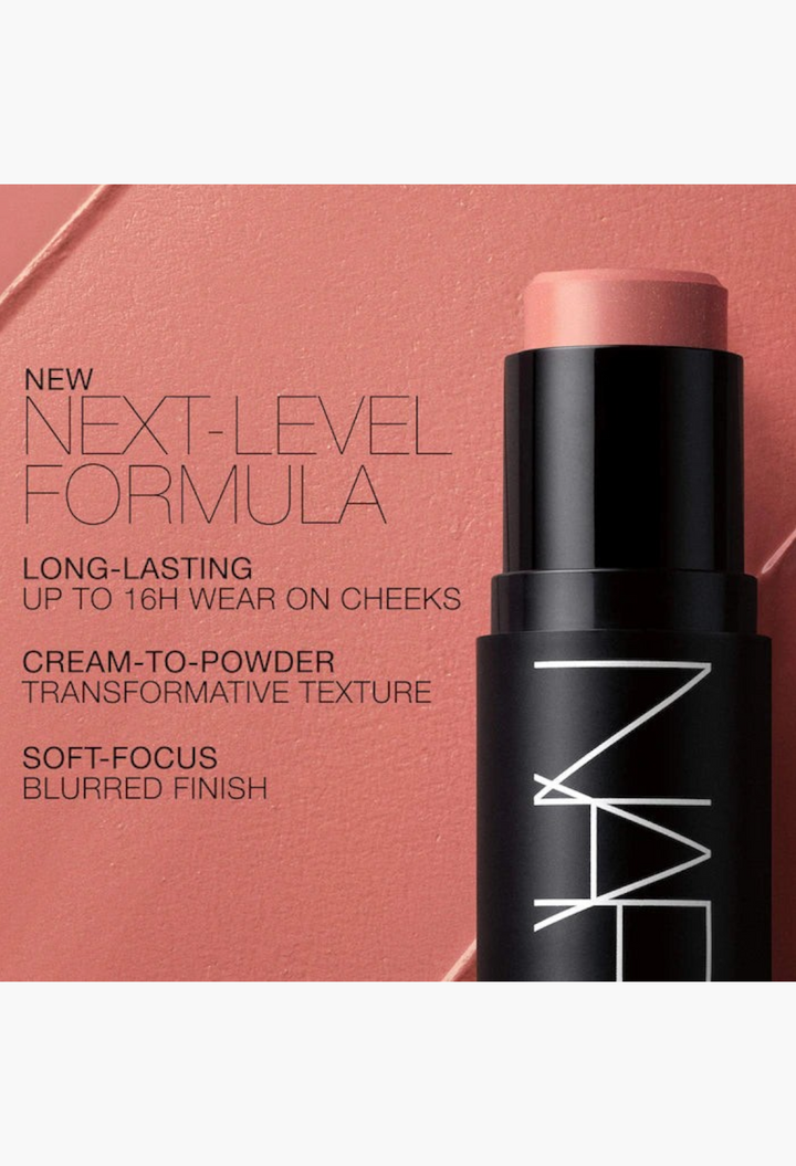 GLAM MODA NARS multipurpose soft blur blush stick in a creamy pink shade for cheeks, eyes, and lips.