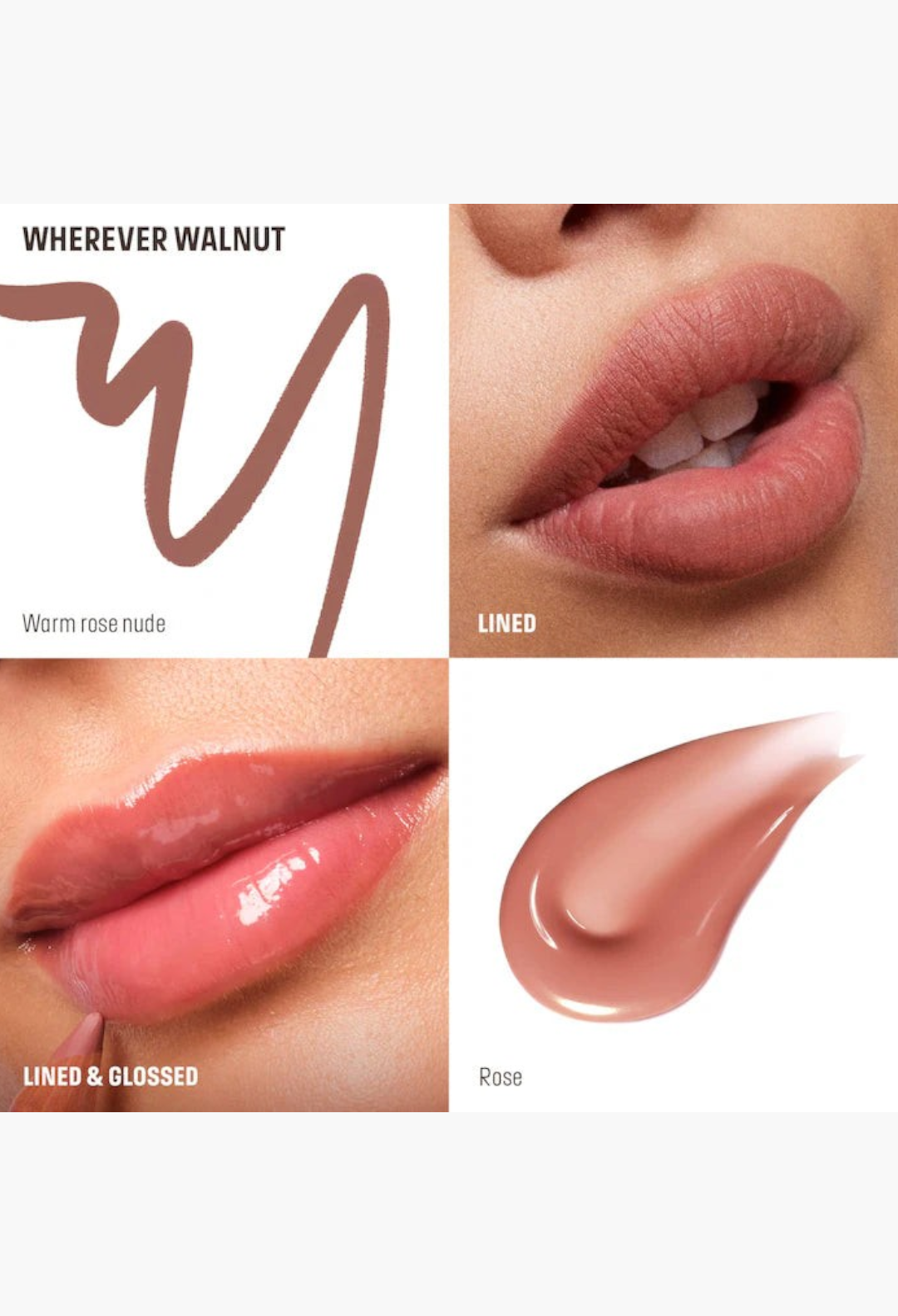 GLAM MODA lip set featuring a warm rose nude Artist Color Pencil and a glossy Super Boost Lip Gloss for a defined look