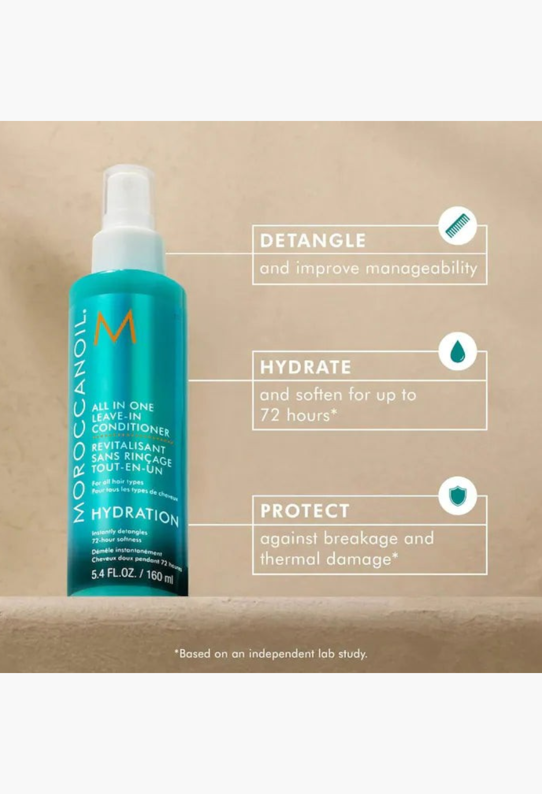 GLAM MODA Moroccanoil All In One Leave-In Conditioner spray bottle for hydration and detangling hair