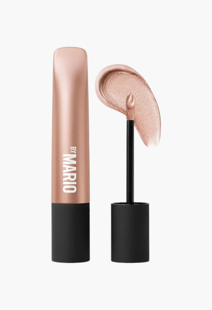 GLAM MODA long-wear cream eyeshadow in a shimmering rose gold shade with a doe-foot applicator and product swatch.