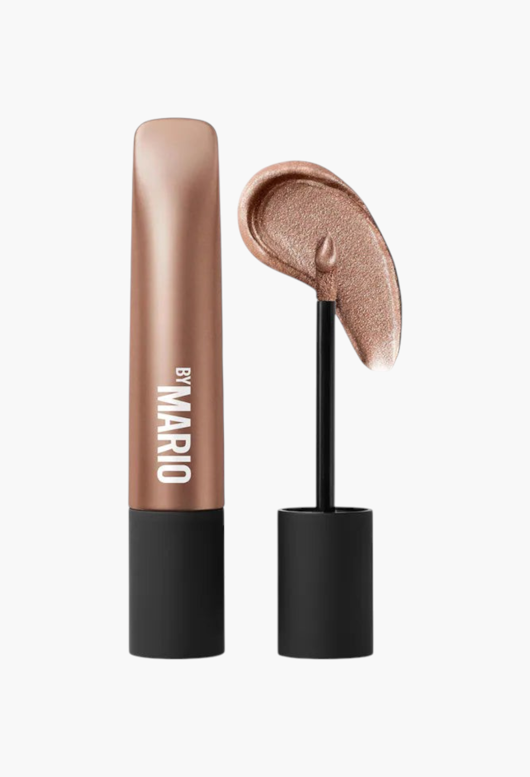 GLAM MODA long-wear cream eyeshadow in a shimmering bronze shade with a doe-foot applicator and product swatch.