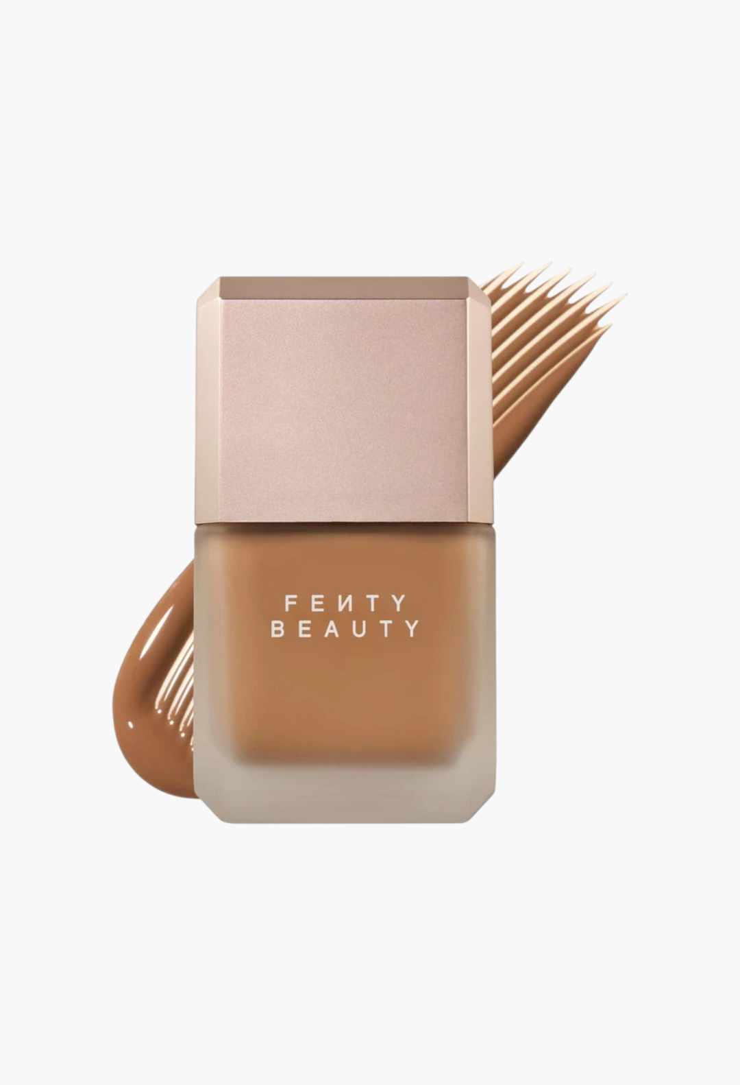 GLAM MODA Fenty Beauty Pro Filt'r longwear liquid foundation in a medium tan shade with a matte glass bottle.